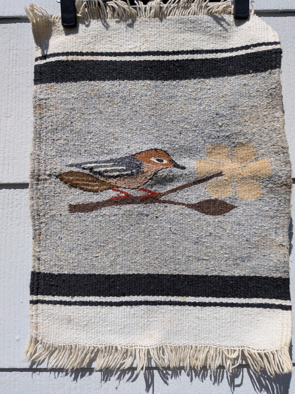 Vintage Handwoven Bird Accent Tapestry